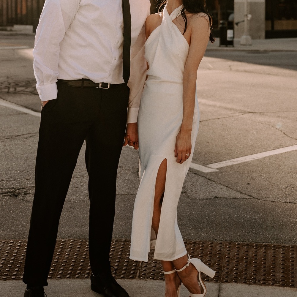 Lulu's White Halter Backless Dress